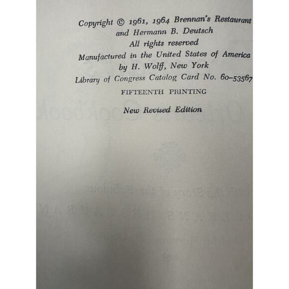 Brennan's New Orleans Cookbook 1964 Vintage Revised Edition by Hermann Deutsch - Picture 6 of 8